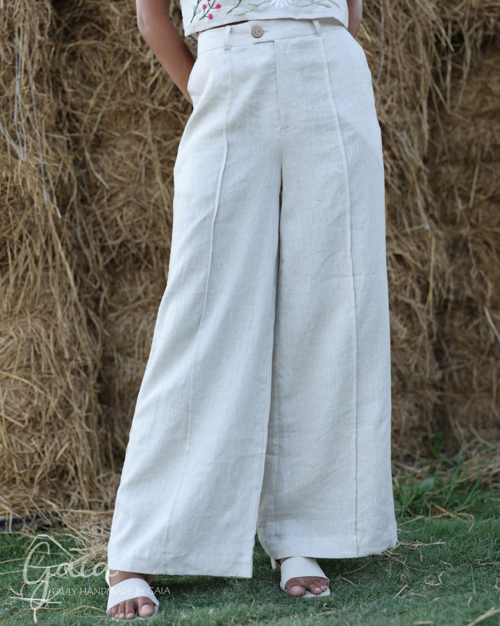 High-waisted linen pants