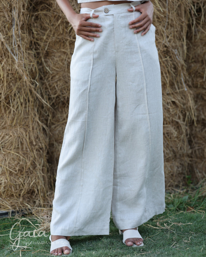 High-waisted linen pants