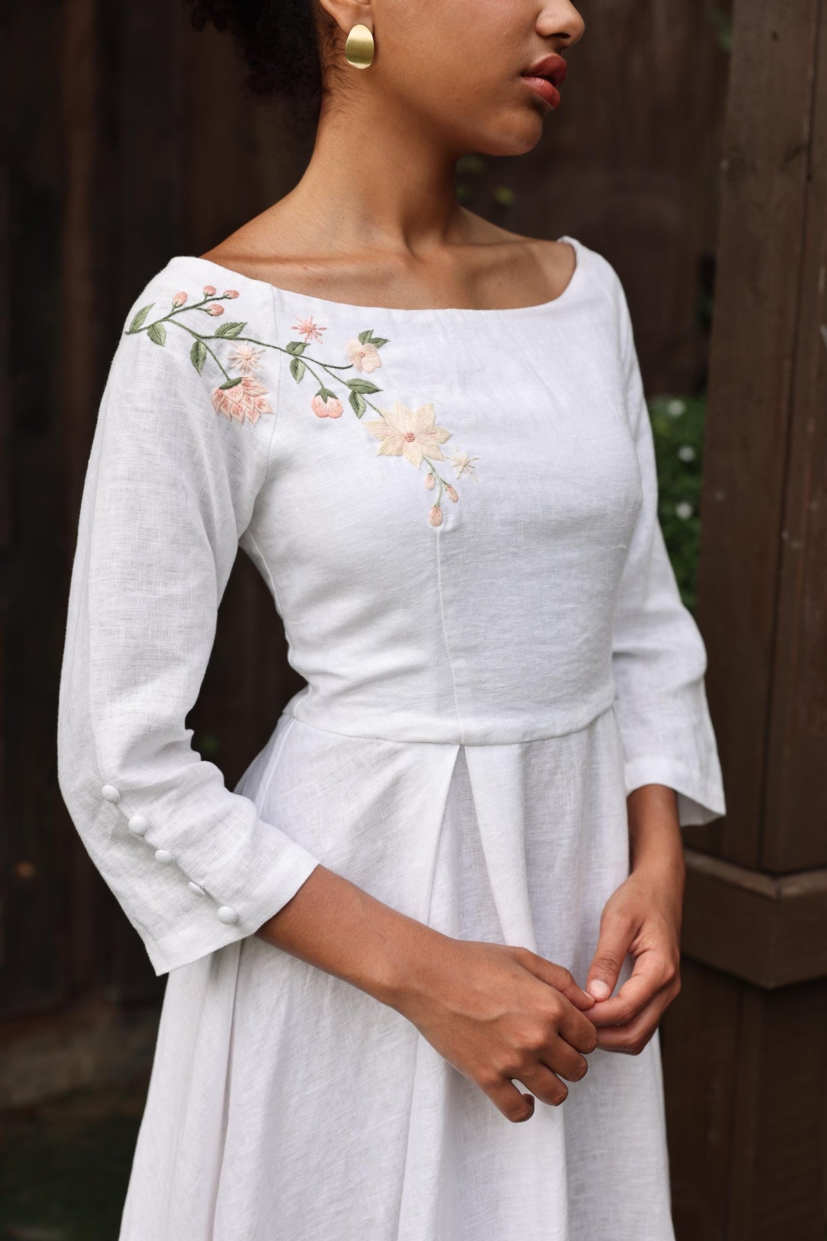 OLIVIA wedding dress — White with Multicolored Floral Detailing