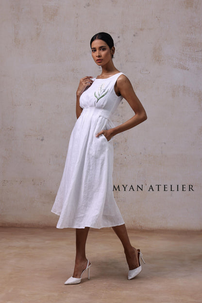 MAELI | Boat Neck Linen Wedding Dress | Made to Measure