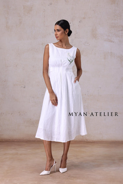 MAELI | Boat Neck Linen Wedding Dress | Made to Measure