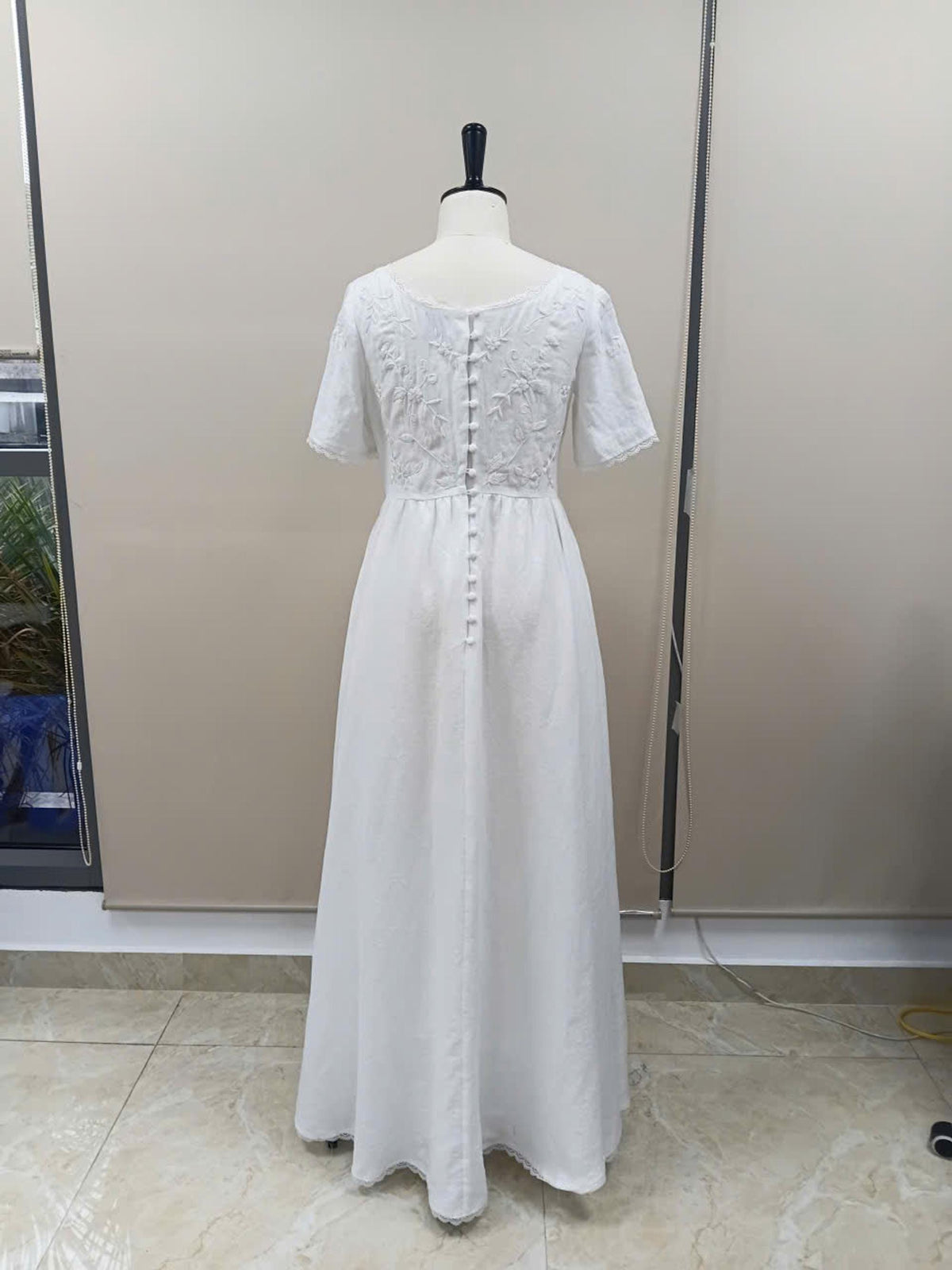 LACELLE | Lace Trim Linen Wedding Dress | Made to Measure