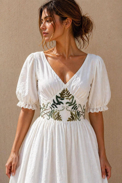 FERNELLE | Crossover V Neck Linen Wedding Dress | Made to Measure