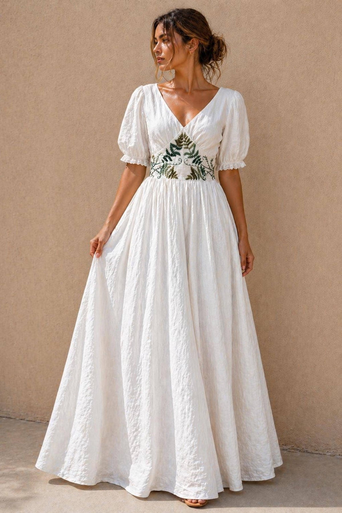 FERNELLE | Crossover V Neck Linen Wedding Dress | Made to Measure