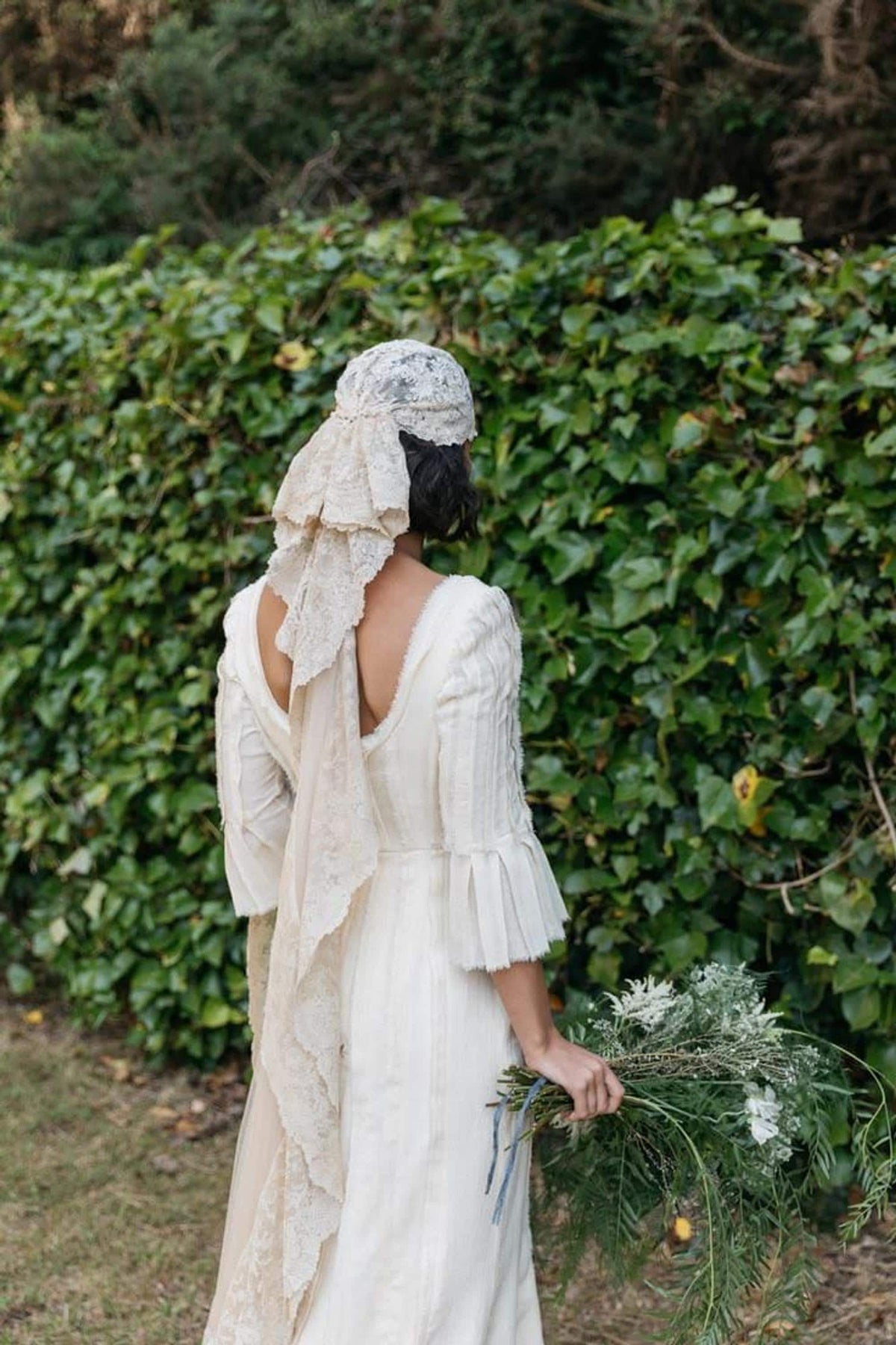 ELARA | Tiered Bell Cuffs Linen Wedding Dress | Made to Measure