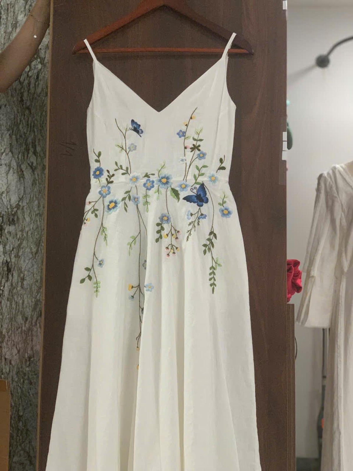 FLORIS | Fine Straps Linen Wedding Dress | Made to Measure