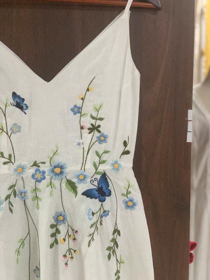FLORIS | Fine Straps Linen Wedding Dress | Made to Measure