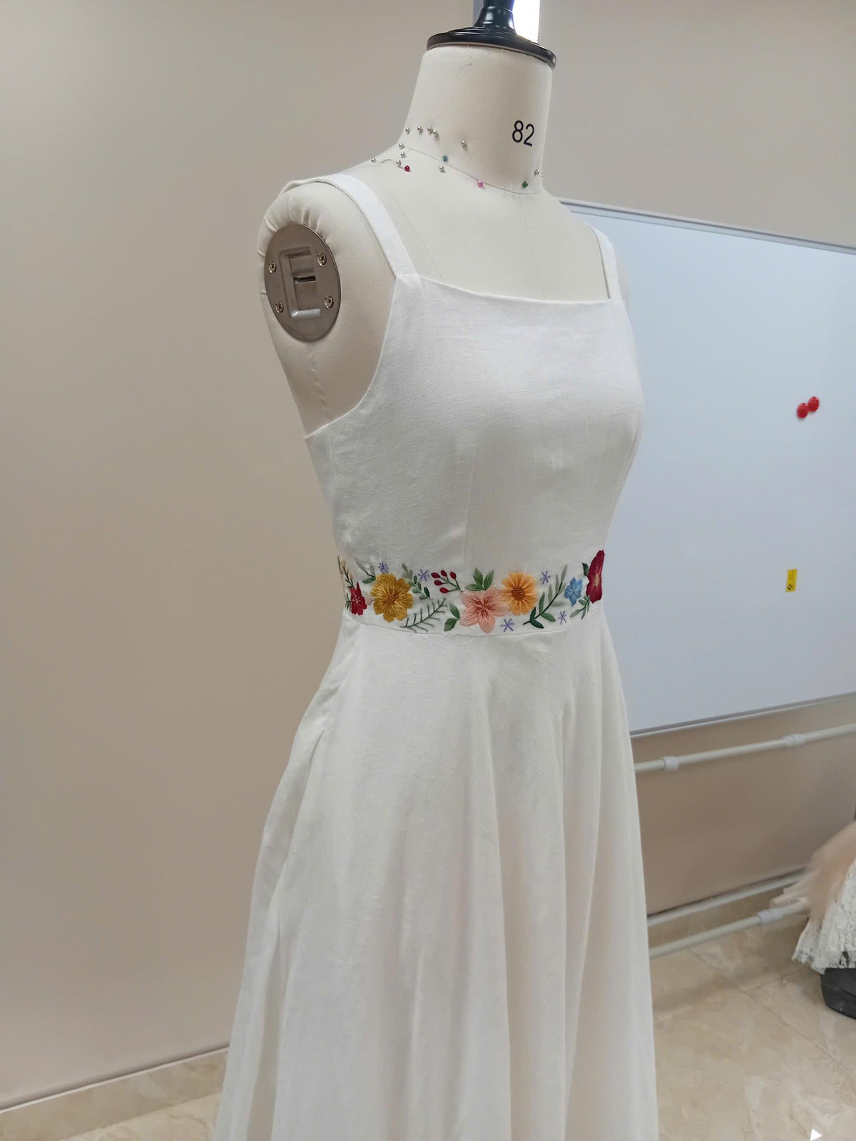 MEADOWYN | Floral Waistband Linen Wedding Dress | Made to Measure