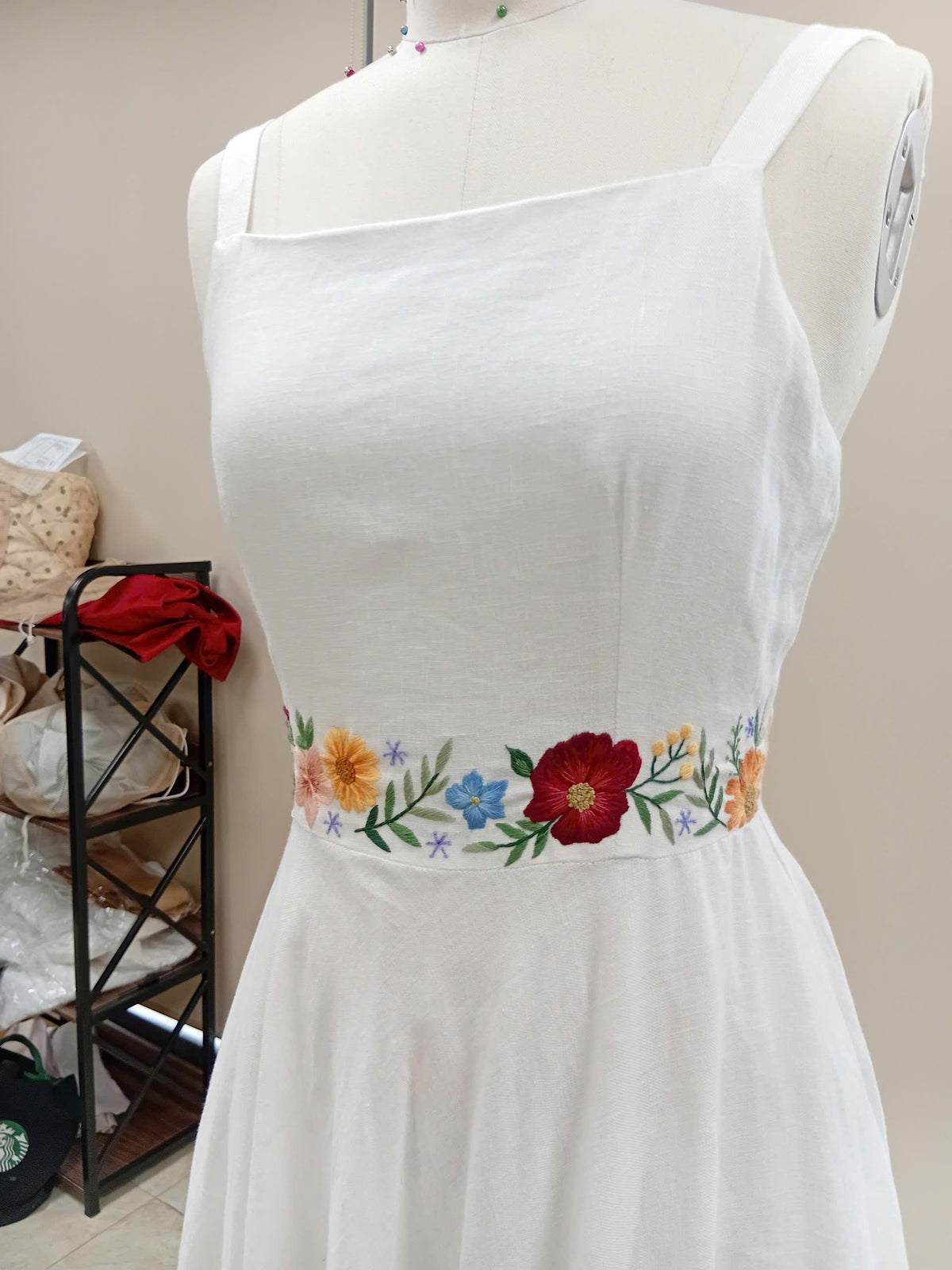 MEADOWYN | Floral Waistband Linen Wedding Dress | Made to Measure