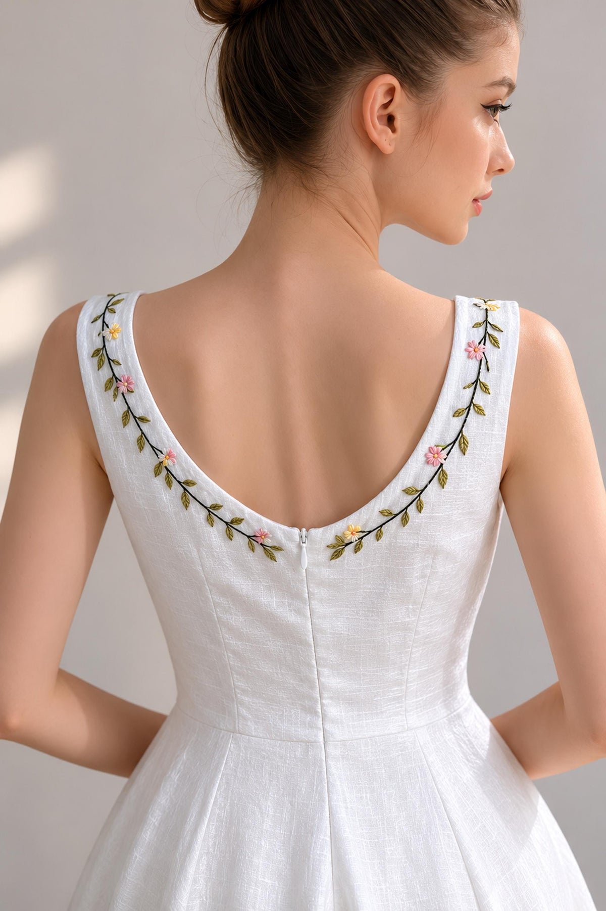 SOLFLEUR | Wide Straps Linen Wedding Dress | Made to Measure