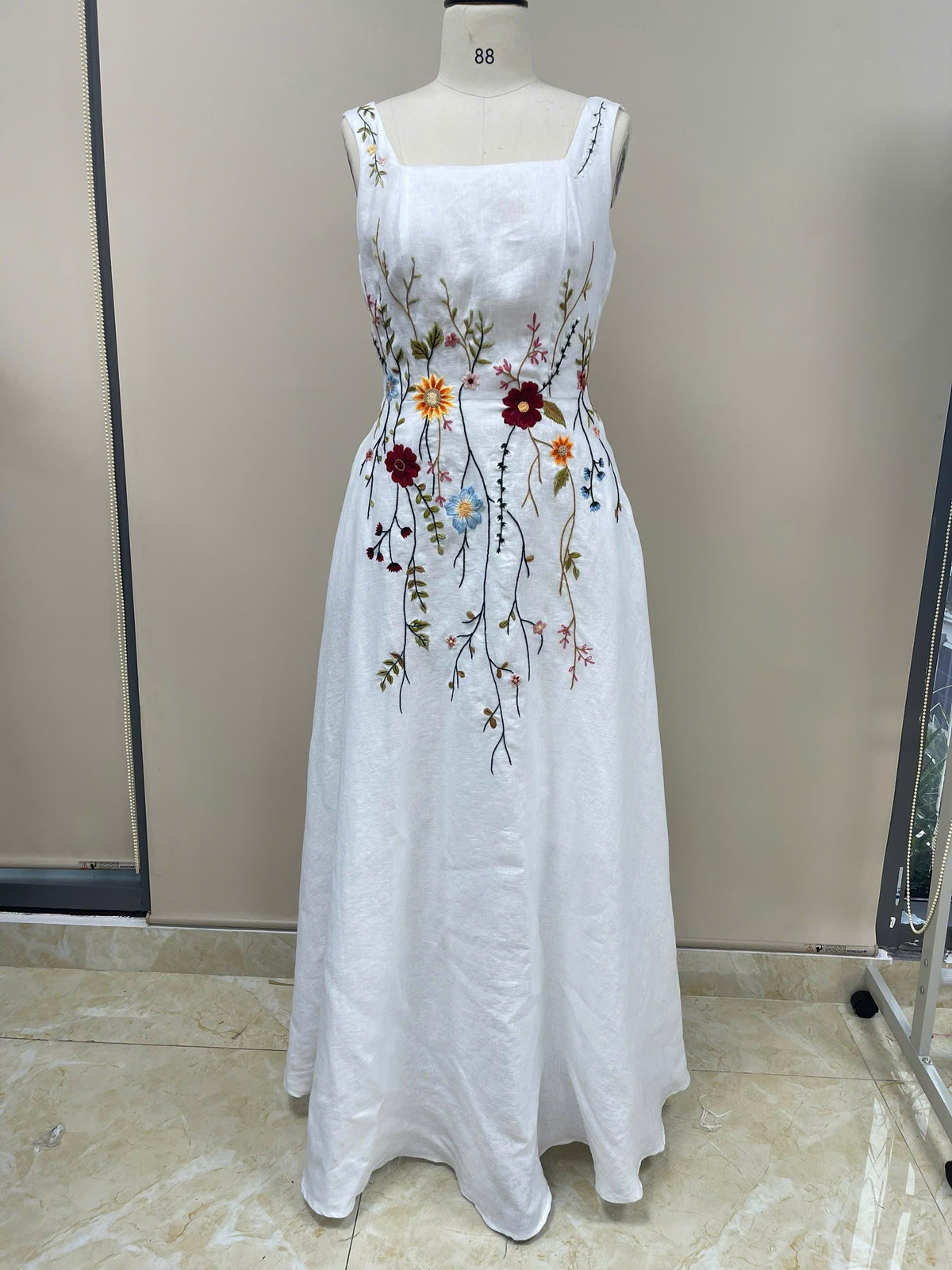 SOLFLEUR | Wide Straps Linen Wedding Dress | Made to Measure