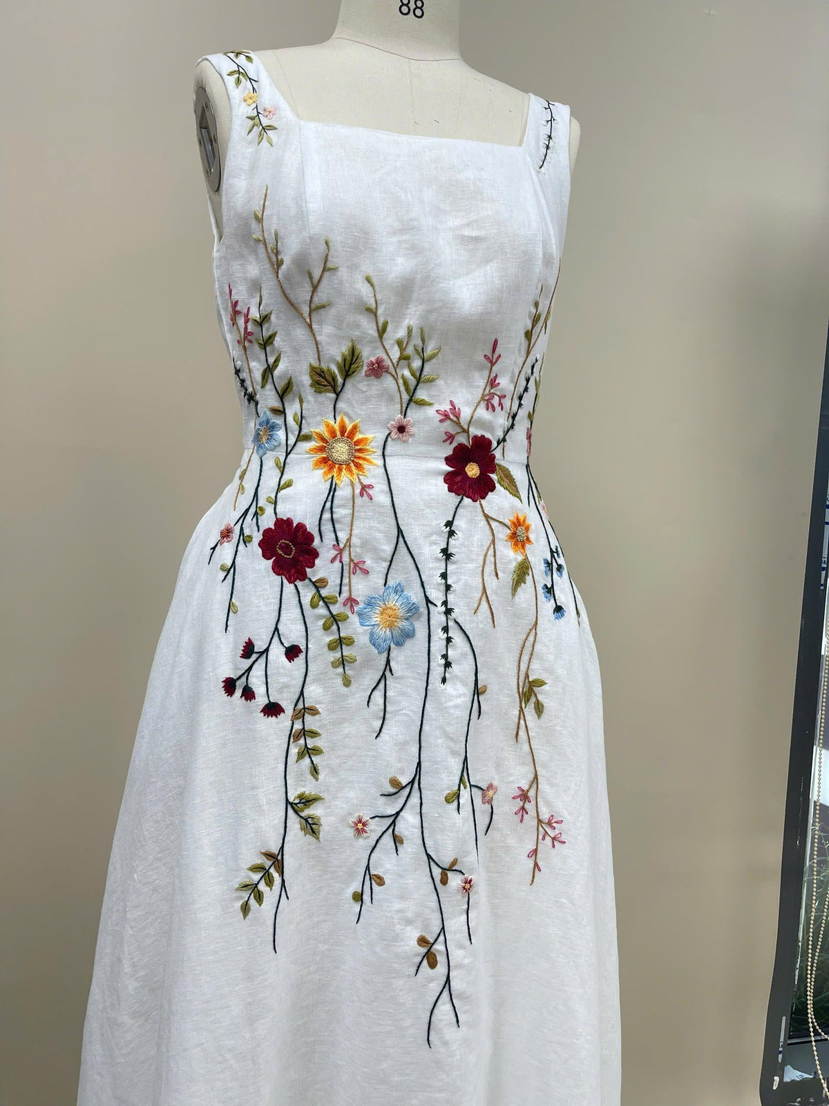 SOLFLEUR | Wide Straps Linen Wedding Dress | Made to Measure
