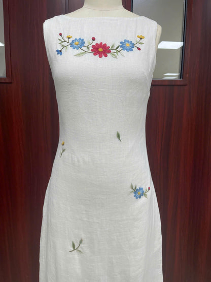 FLORIANA | Boat Neck Linen Wedding Dress | Made to Measure