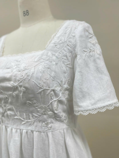 LACELLE | Lace Trim Linen Wedding Dress | Made to Measure
