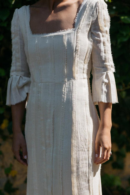 ELARA | Tiered Bell Cuffs Linen Wedding Dress | Made to Measure
