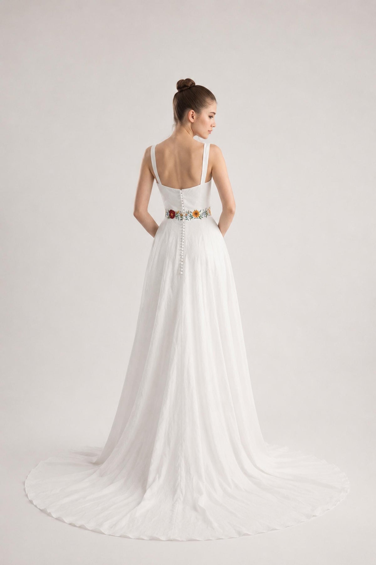 MEADOWYN | Floral Waistband Linen Wedding Dress | Made to Measure