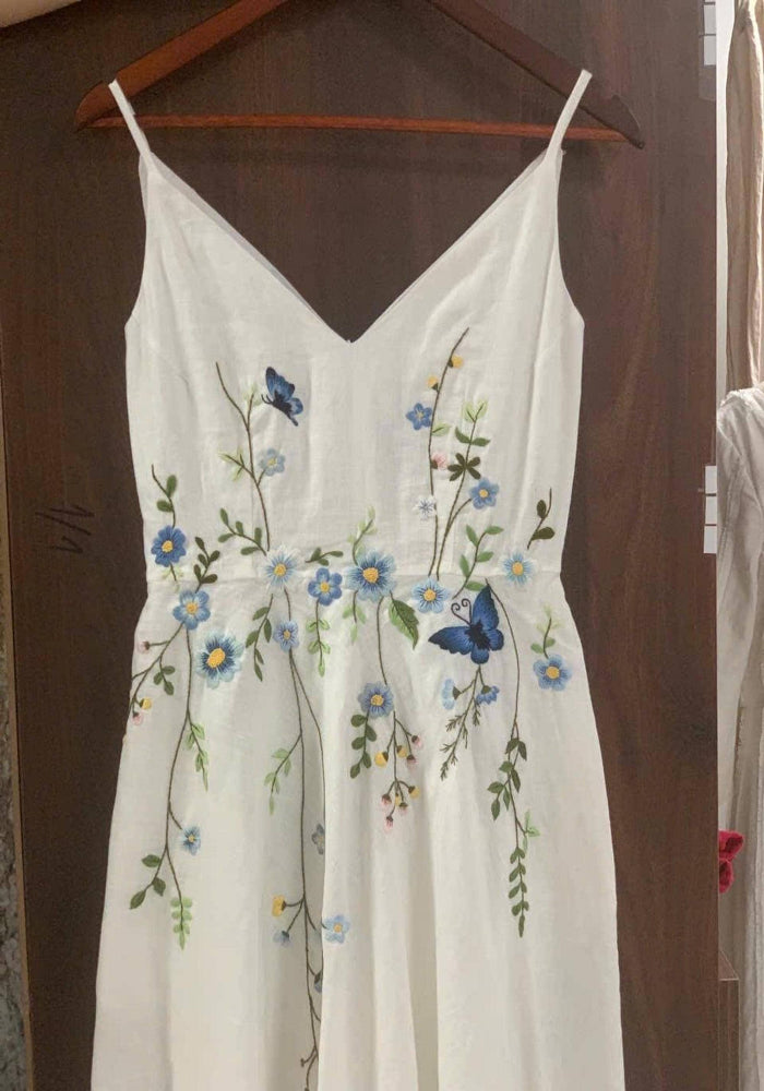 FLORIS wedding dress — White with Blue and Yellow Floral Detailing