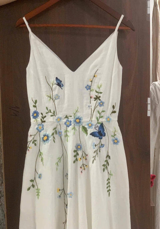 FLORIS wedding dress — White with Blue and Yellow Floral Detailing