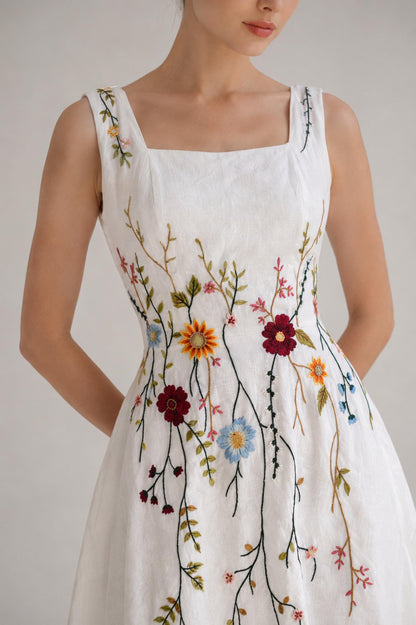 SOLFLEUR | Wide Straps Linen Wedding Dress | Made to Measure
