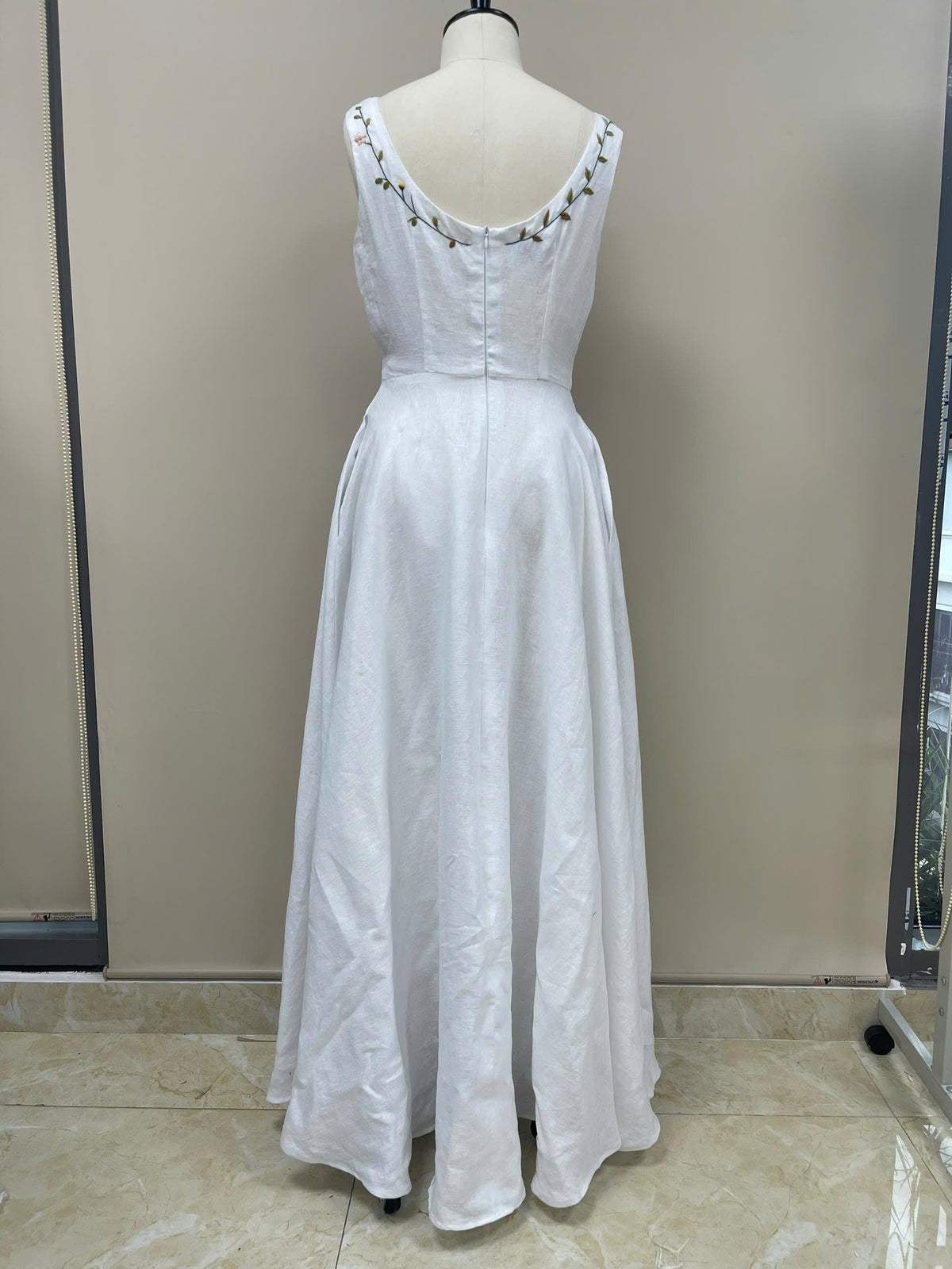 SOLFLEUR | Wide Straps Linen Wedding Dress | Made to Measure