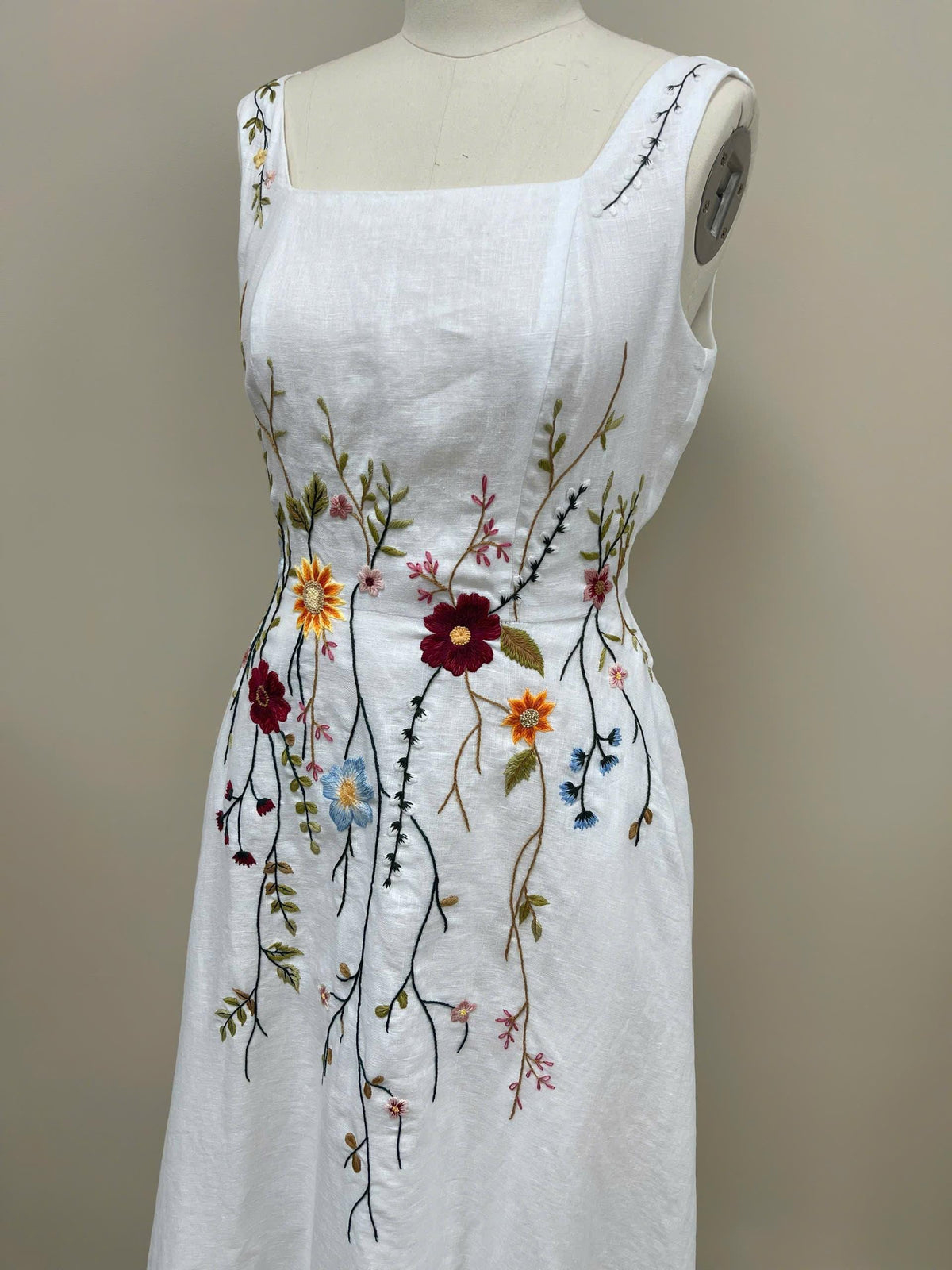 SOLFLEUR | Wide Straps Linen Wedding Dress | Made to Measure
