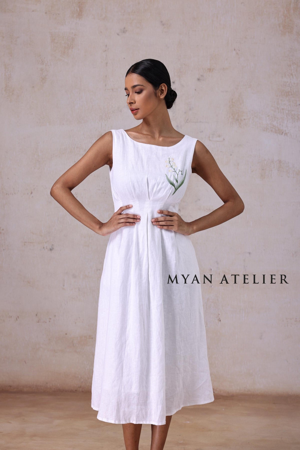 MAELI | Boat Neck Linen Wedding Dress | Made to Measure