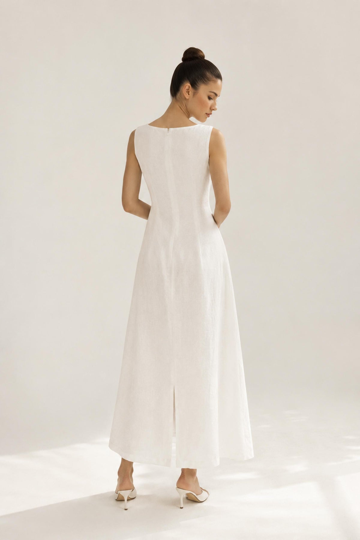 FLORIANA | Boat Neck Linen Wedding Dress | Made to Measure