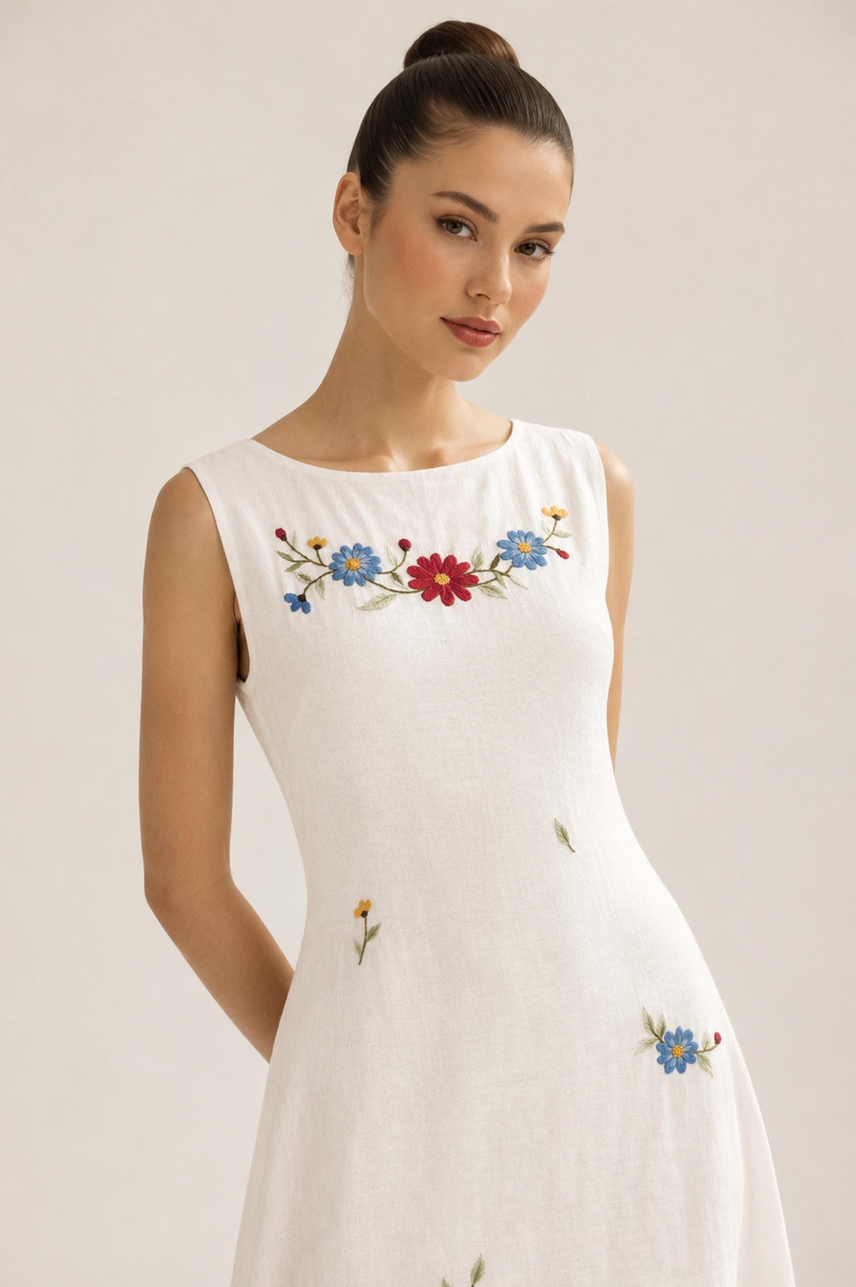 FLORIANA | Boat Neck Linen Wedding Dress | Made to Measure