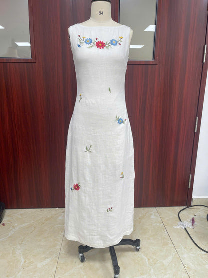 FLORIANA | Boat Neck Linen Wedding Dress | Made to Measure