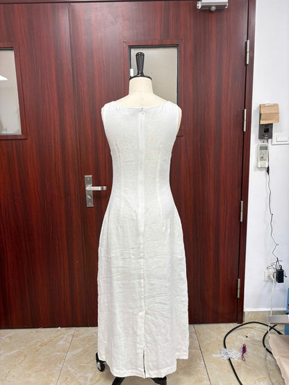 FLORIANA | Boat Neck Linen Wedding Dress | Made to Measure