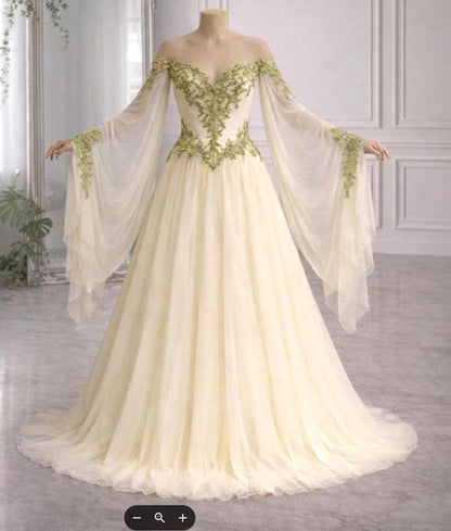 ROSELLE | Linen Wedding Dress | Corset-Style Bodice & Botanical Motifs | MADE TO MEASURE