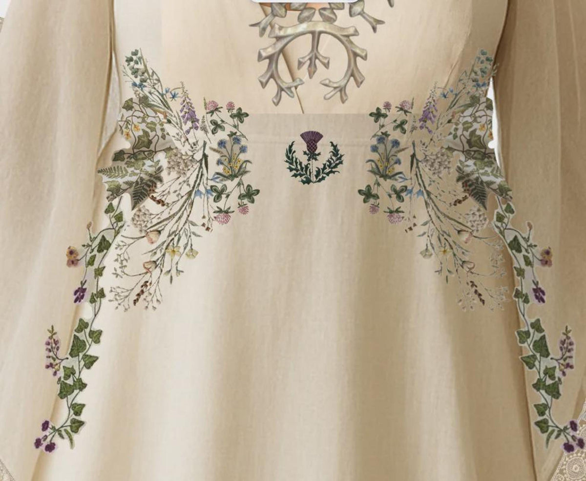 ROSELLE wedding dress — Ivory with Multicolored Botanical Detailing