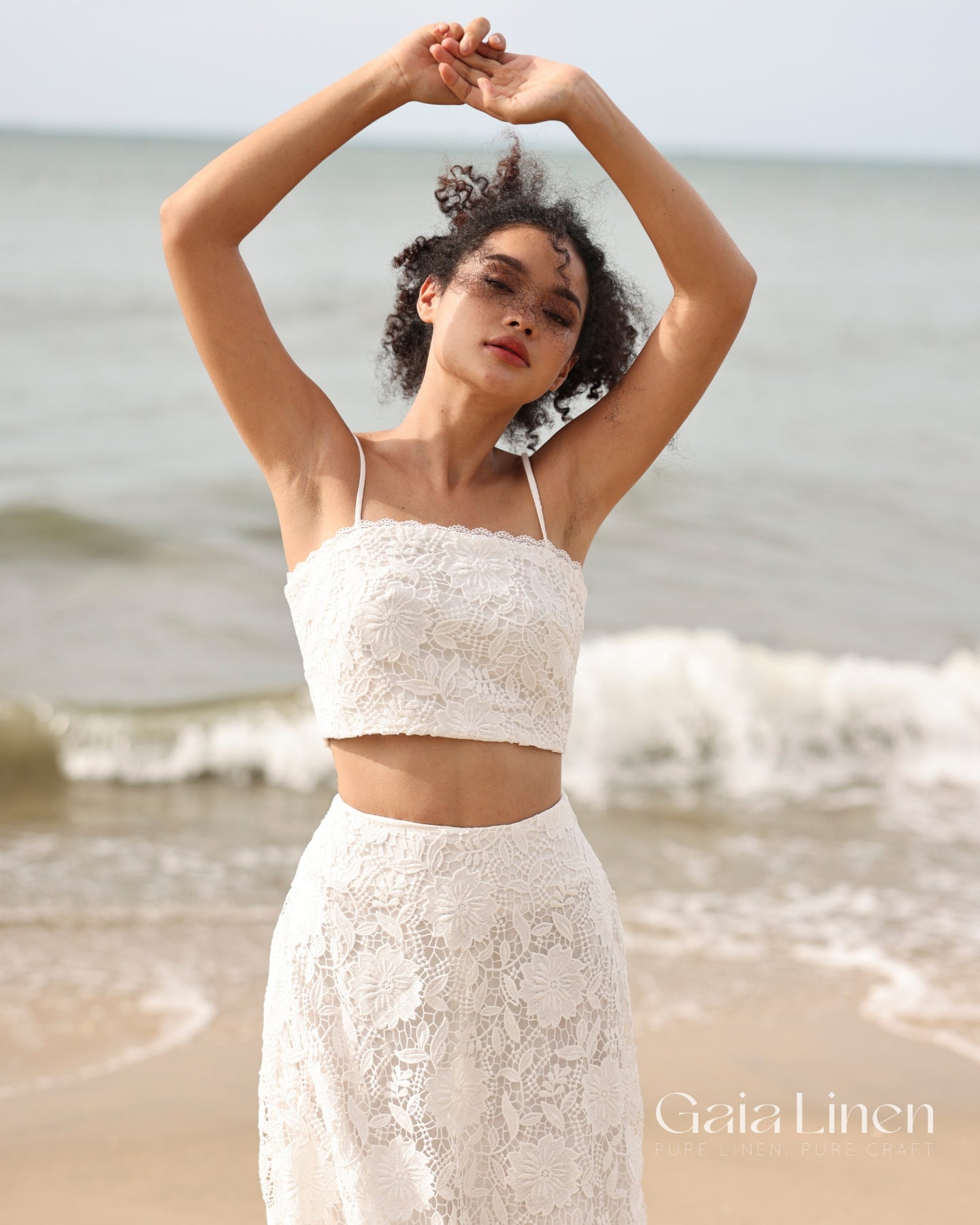 Lace crop top and skirt set