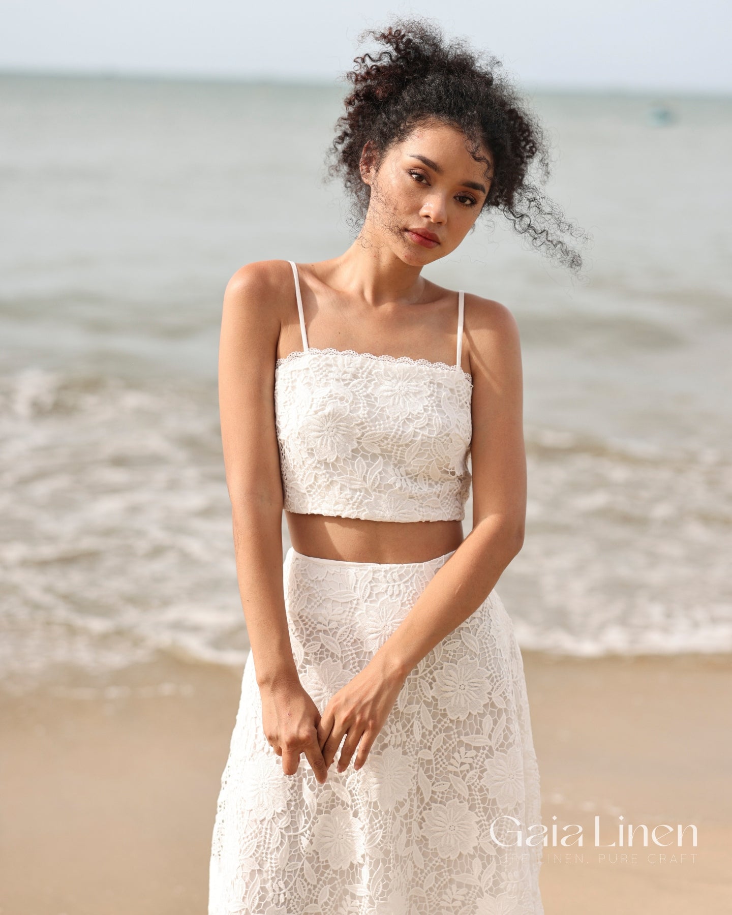 Lace crop top and skirt set