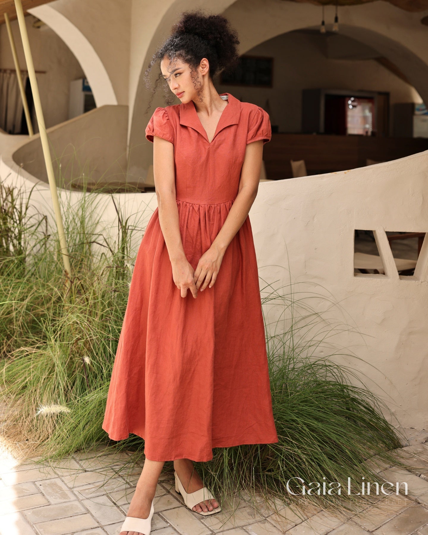 Linen a line dress