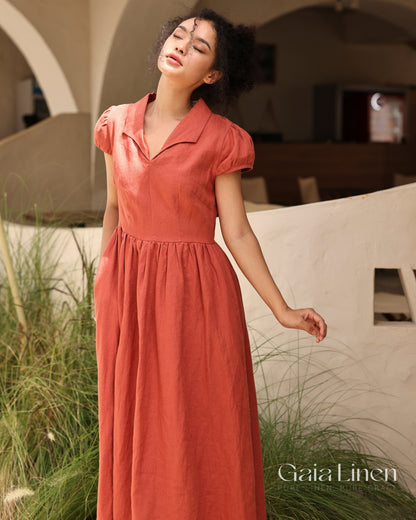 Linen a line dress