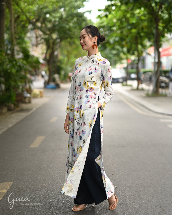 Linen Ao Dai Vietnamese LA-W32 Full Set Linen Ao Dai Vietnamese LA-W32 Full Set