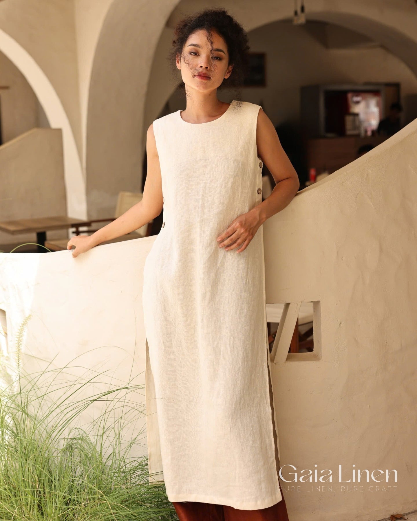 Linen ao dai Vietnamese dress