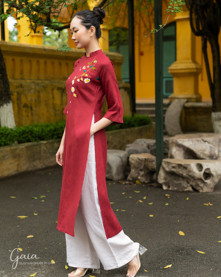 Hand-embroidered Modern Vietnamese wedding dress ELA-W04 Ao Dai Only