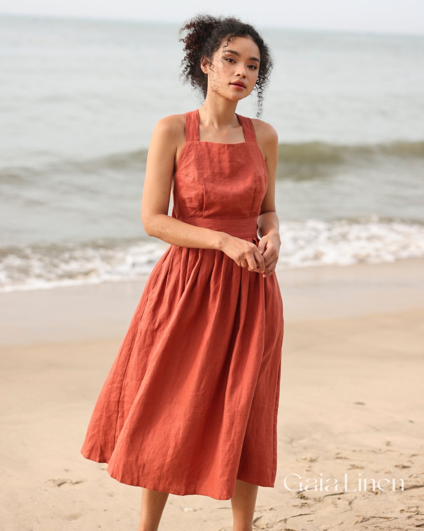 Linen apron dress PETRA Linen apron dress PETRA