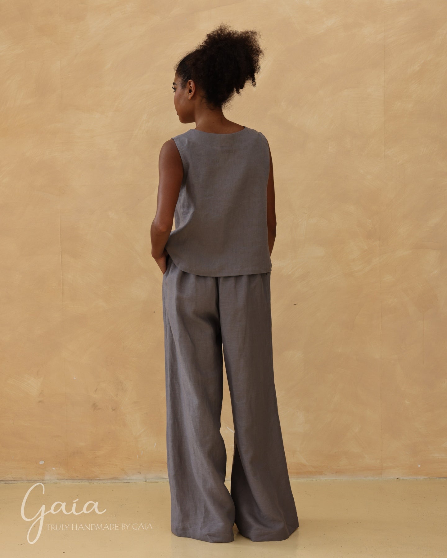 Linen asymmetric vest