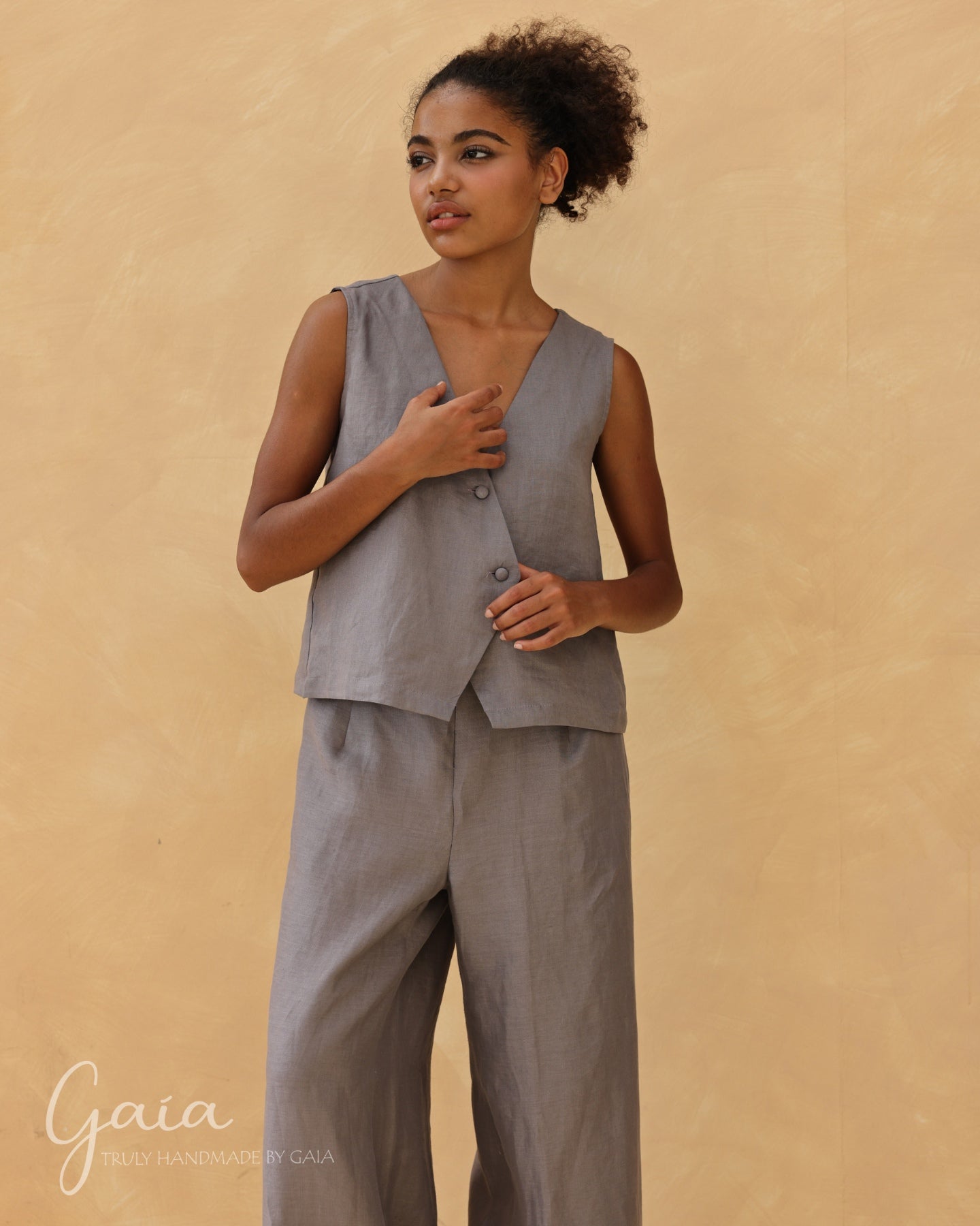 Linen asymmetric vest