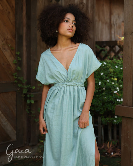 Linen beach wedding guest dress