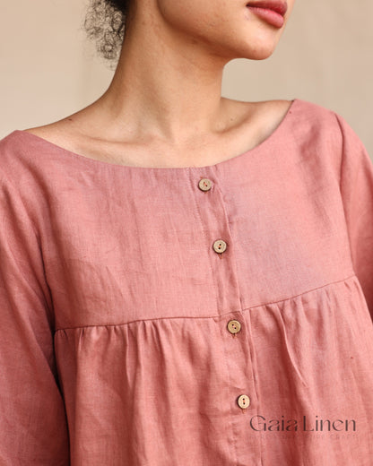 Linen bell sleeve blouse