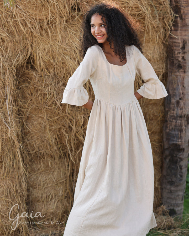 Linen bell sleeve dress