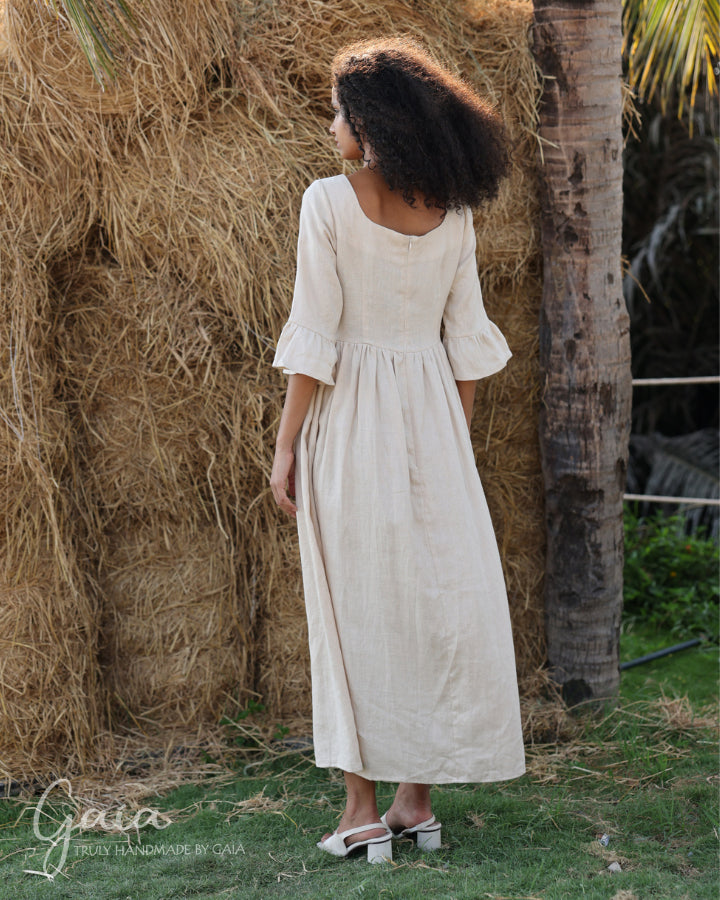 Linen bell sleeve dress