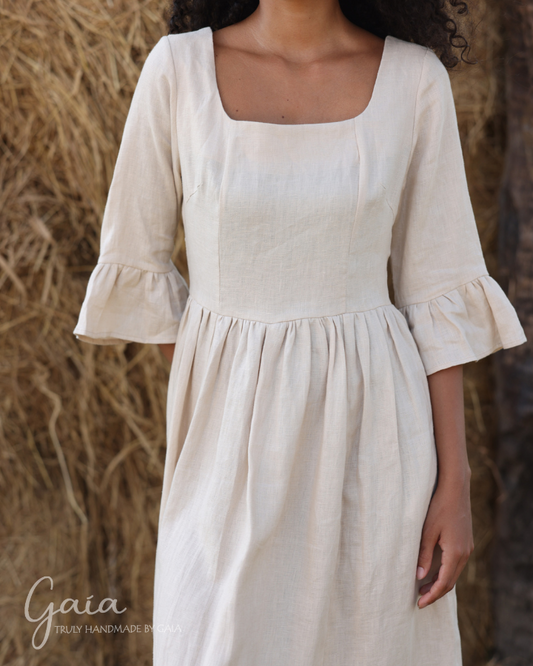 Linen bell sleeve dress