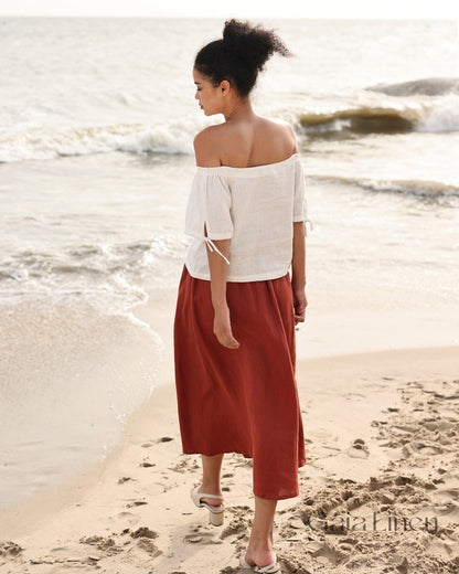 Linen blouse off the shoulder