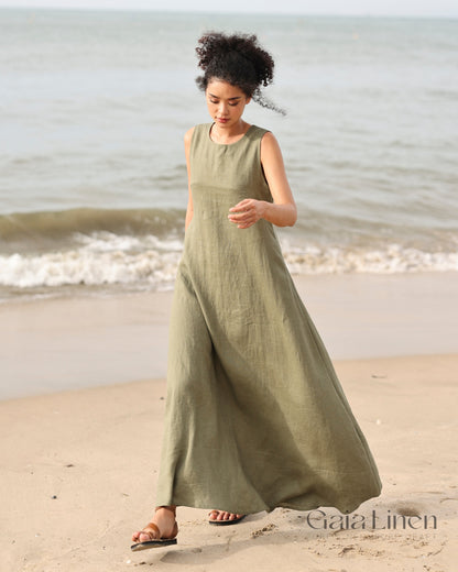 Linen boho maxi dress