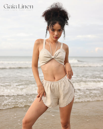 Linen bralette and shorts set